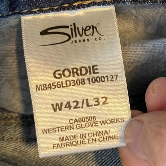 Silver Jeans Mens Jeans 42x32 Gordie Relaxed Fit Blue Denim 100% Cotton - Picture 2 of 11